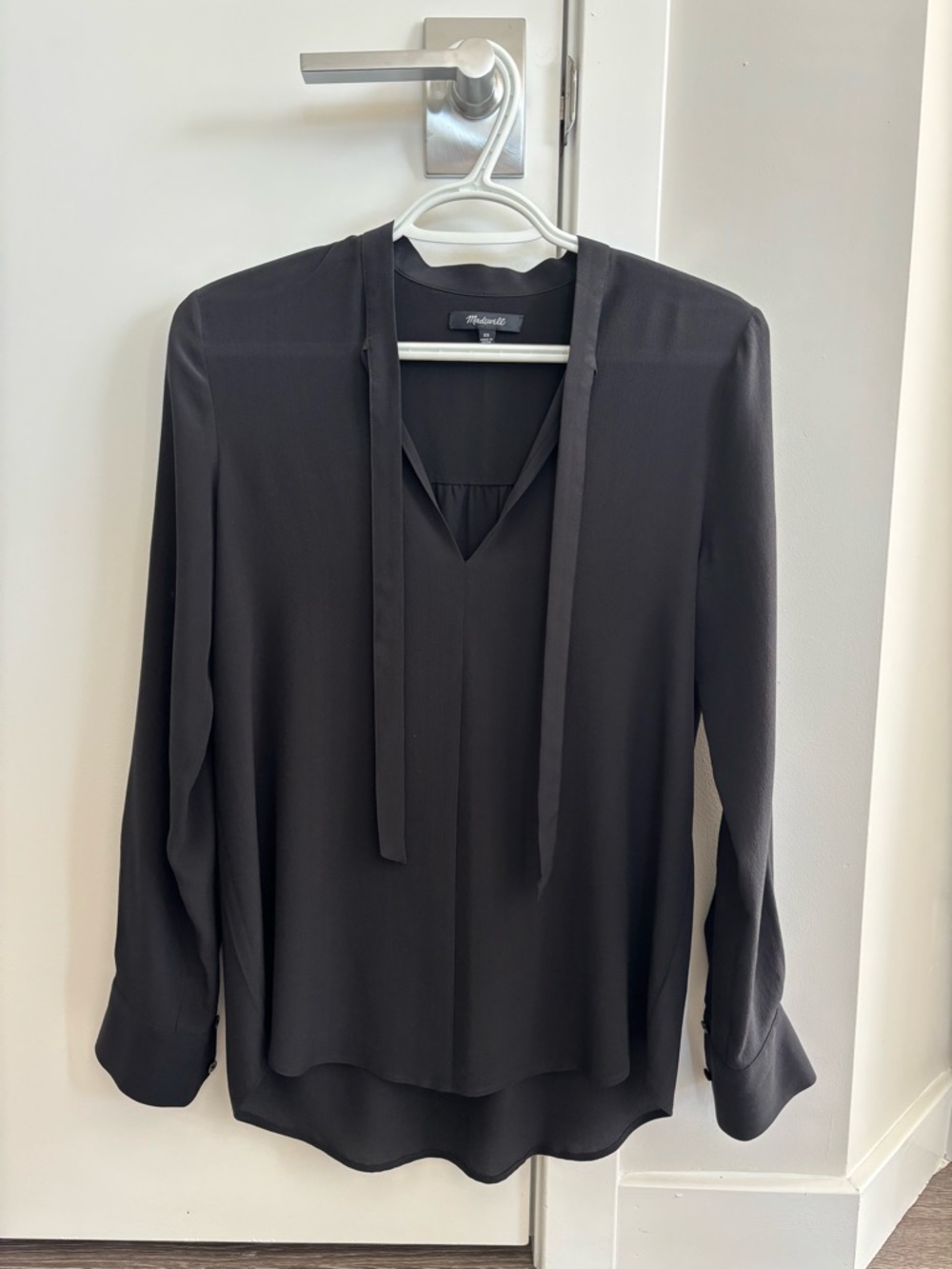 Madewell Black Tie-Neck Blouse